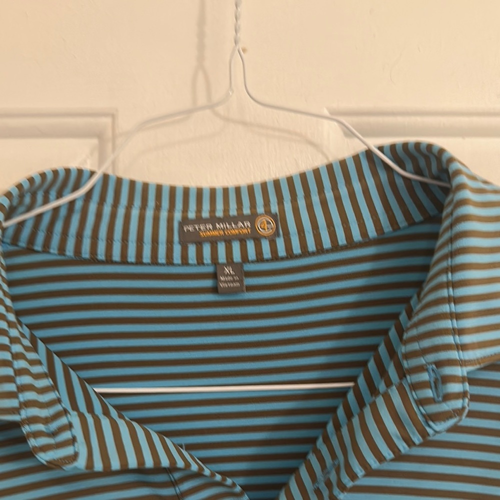 Scotty Cameron Aqua and Brown Striped Polo